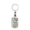 LLAVERO DÍA DE LA MADRE PERSONALIZADO EN ZAMAK BAÑO PLATA Y CUERO. MODELO MAMÁ LA N.º 1