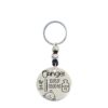LLAVERO DÍA DE LA MADRE/DÍA DEL PADRE PERSONALIZADO EN ZAMAK BAÑO PLATA Y CUERO. MODELO NATALICIO1190