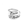 ANILLO CON NOMBRES PERSONALIZADO EN PLATA 925/1000. MODELO DOS NOMBRES CORAZÓN