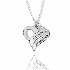 COLGANTE CORAZÓN FABRICADO EN PLATA 925/1000. MODELO CORAZÓN DOS NOMBRES 25mm