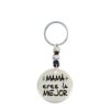 LLAVERO DÍA DE LA MADRE PERSONALIZADO EN ZAMAK BAÑO PLATA Y CUERO. MODELO MAMÁ ERES LA MEJOR