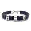 PULSERA PERSONALIZADA DÍA DEL PADRE FABRICADA EN ZAMAK BAÑO PLATA Y CUERO. MODELO (PAPI ERES EL MEJOR)