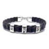 PULSERA PERSONALIZADA DÍA DEL PADRE FABRICADA EN ZAMAK BAÑO PLATA Y CUERO. MODELO (EL MEJOR PAPI)