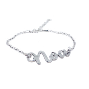 Pulsera Personalizada con nombre – Plata de Ley 925/1000 – Hecho a Mano en Málaga – Colgante Exclusivo, Regalo Especial Día de la Madre y Navidad Modelo Noa