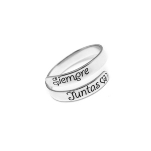 Anillo ajustable en plata de ley 925 para mujer | Grabado “SIEMPRE JUNTAS” | Joya personalizada de amistad, madre e hija o pareja | Regalo único cumpleaños, Día de la Madre