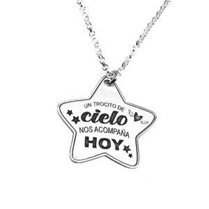 Colgante “Estrellas Un Trocito de Cielo” Personalizado en Plata 925 – Medida 25mm – Joya Artesanal Hecha en España – Regalo Original Mujer o Madre. Modelo: Estrella un Trocito de Cielo