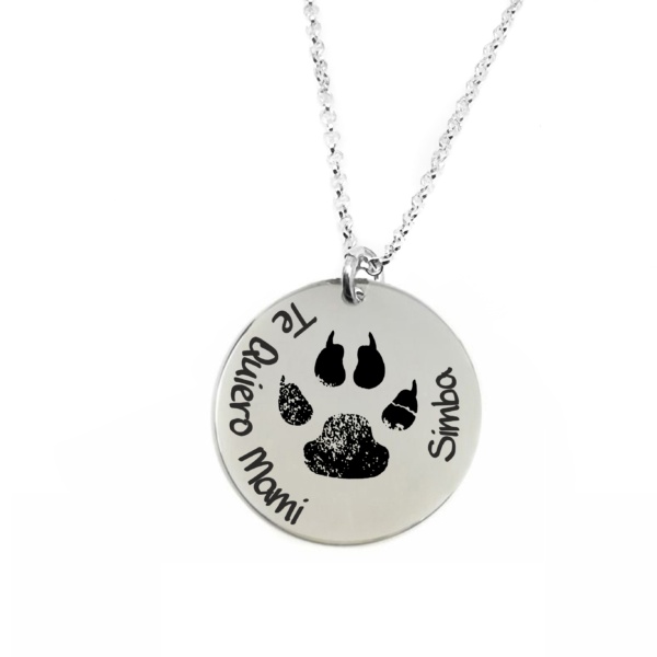 Collar Medalla Te Quiero Mami Plata de Ley 925 | Personalizado con Nombre y Huellas | Cadena de 35+5 cm o 45+5 cm | Grabado Cara Doble Opcional | Regalo Día de la Madre