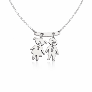 Collar Personalizado Plata de Ley 925 con Nombres – Colgante Niños Grabados – Joya Mamá Madre – Regalo Día de la Madre