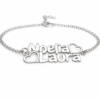 Pulsera Doble Nombre y Corazones Personalizada en Plata 925 – Modelo Pulsera Doble N.C